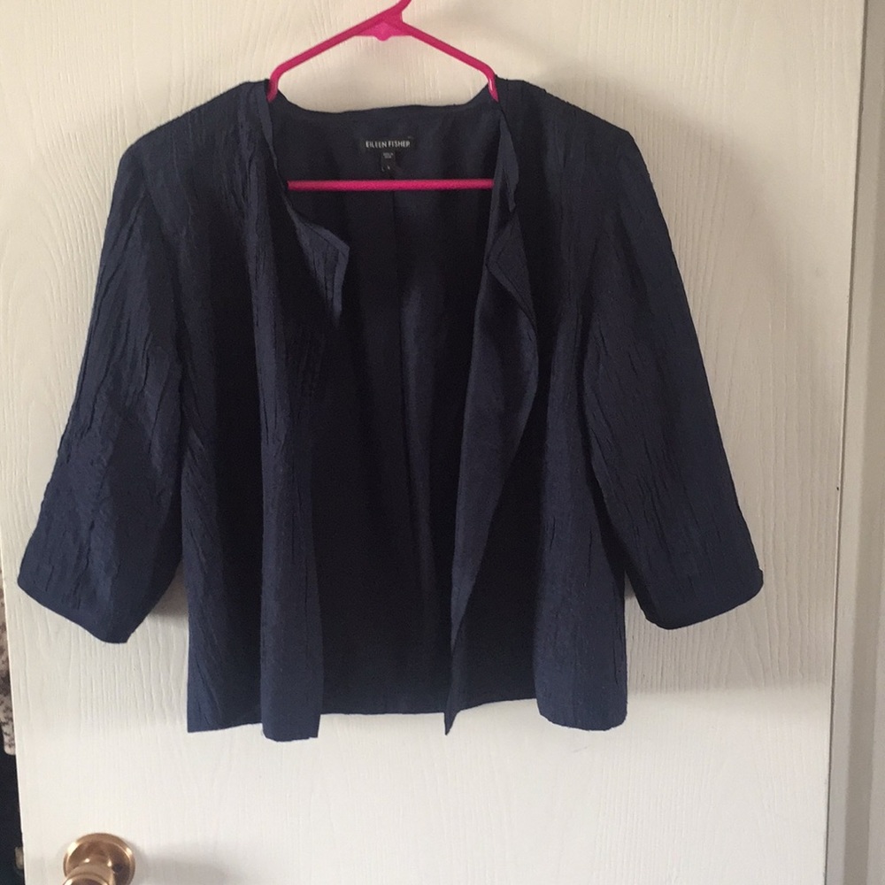 Eileen Fisher 100% Silk Open Front Jacket